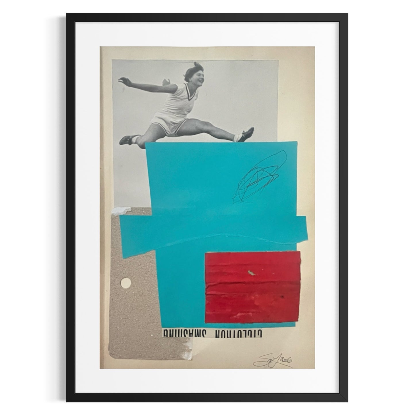 Original Mixed Media Modern Art Collage "Sastruga" 6.25x9.5" Signed