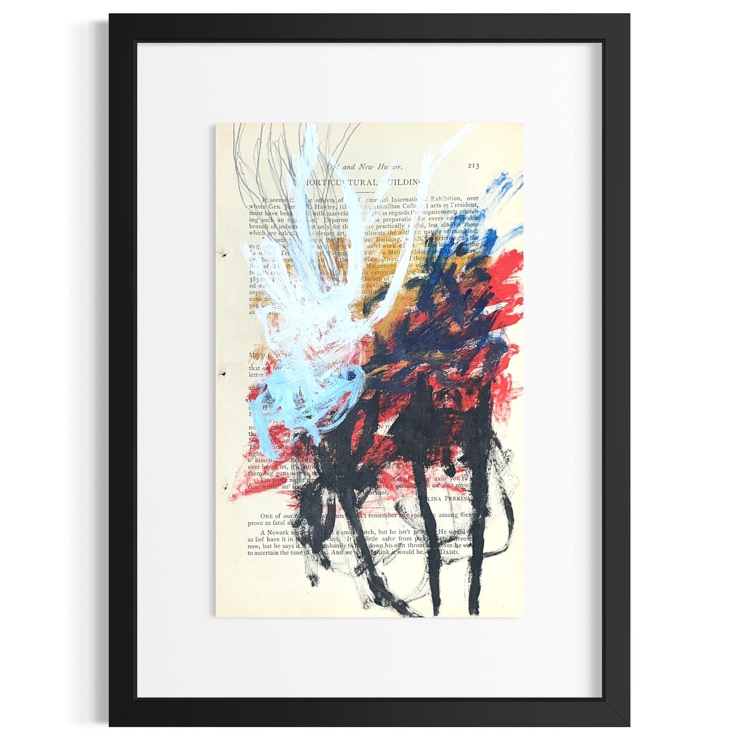 Original Abstract Modern Art Painting on Paper from 1875 Magazine #2 Signed