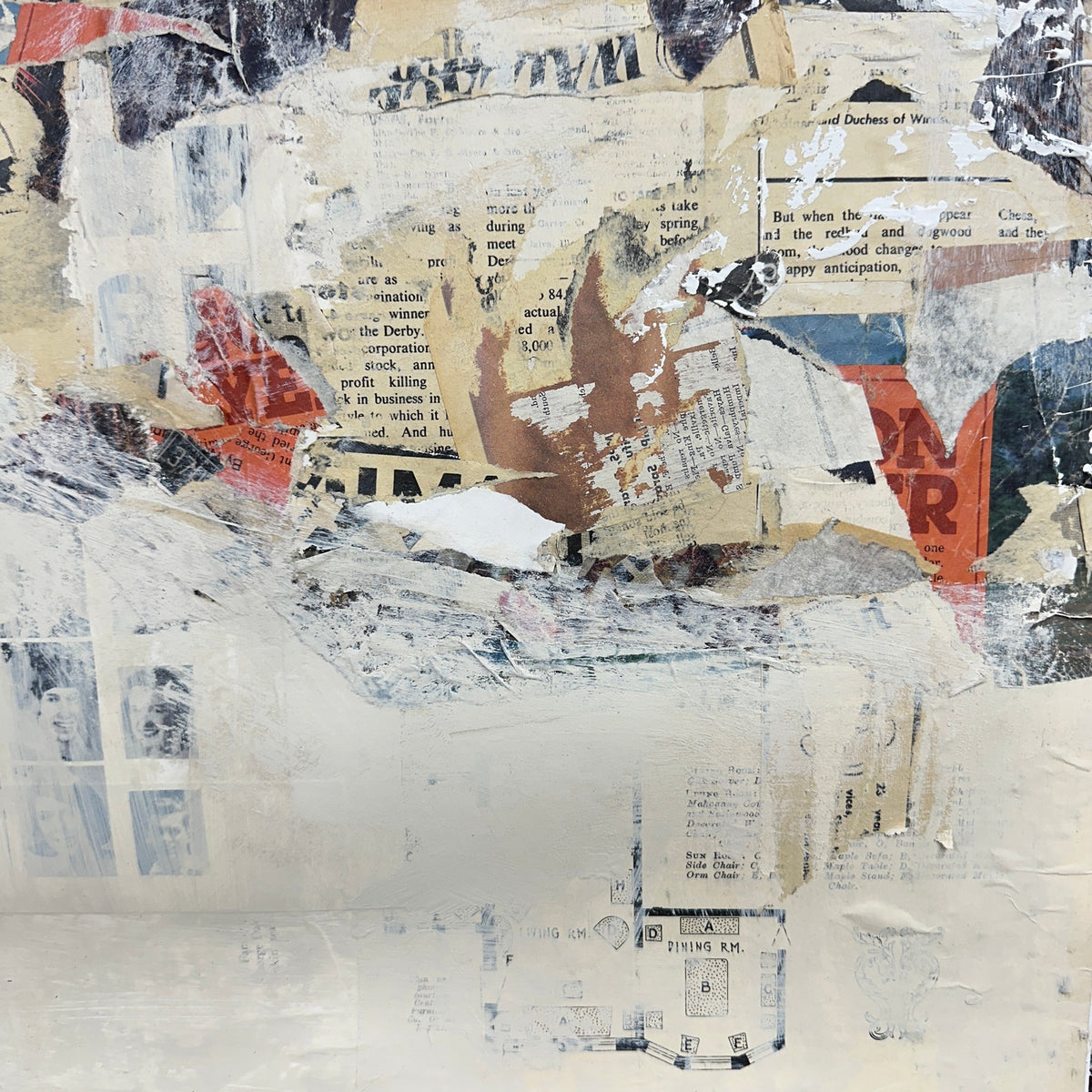Original Mixed Media Modern Art Collage Painting 18x24 "Hemiolic" Signed