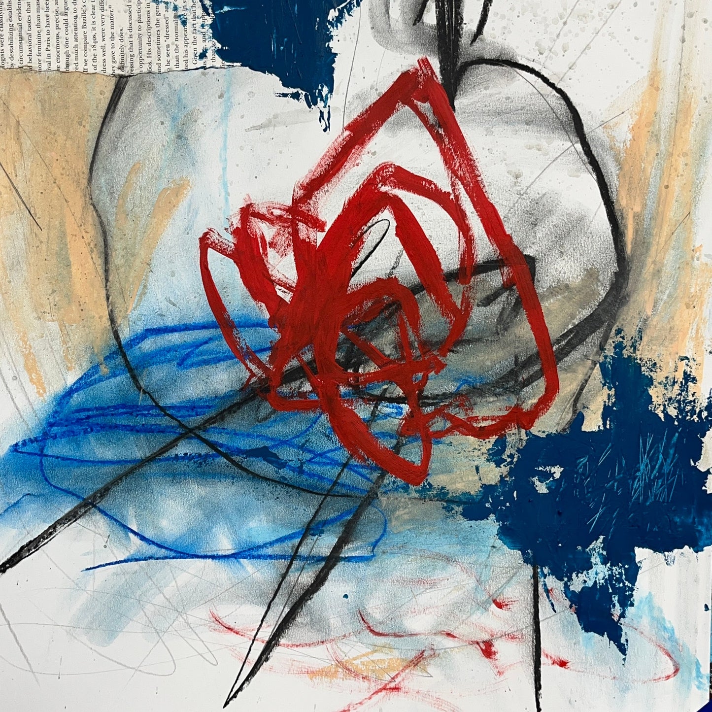 Original Mixed Media Abstract Modern Art Painting 18x24 "Xoanon" Signed
