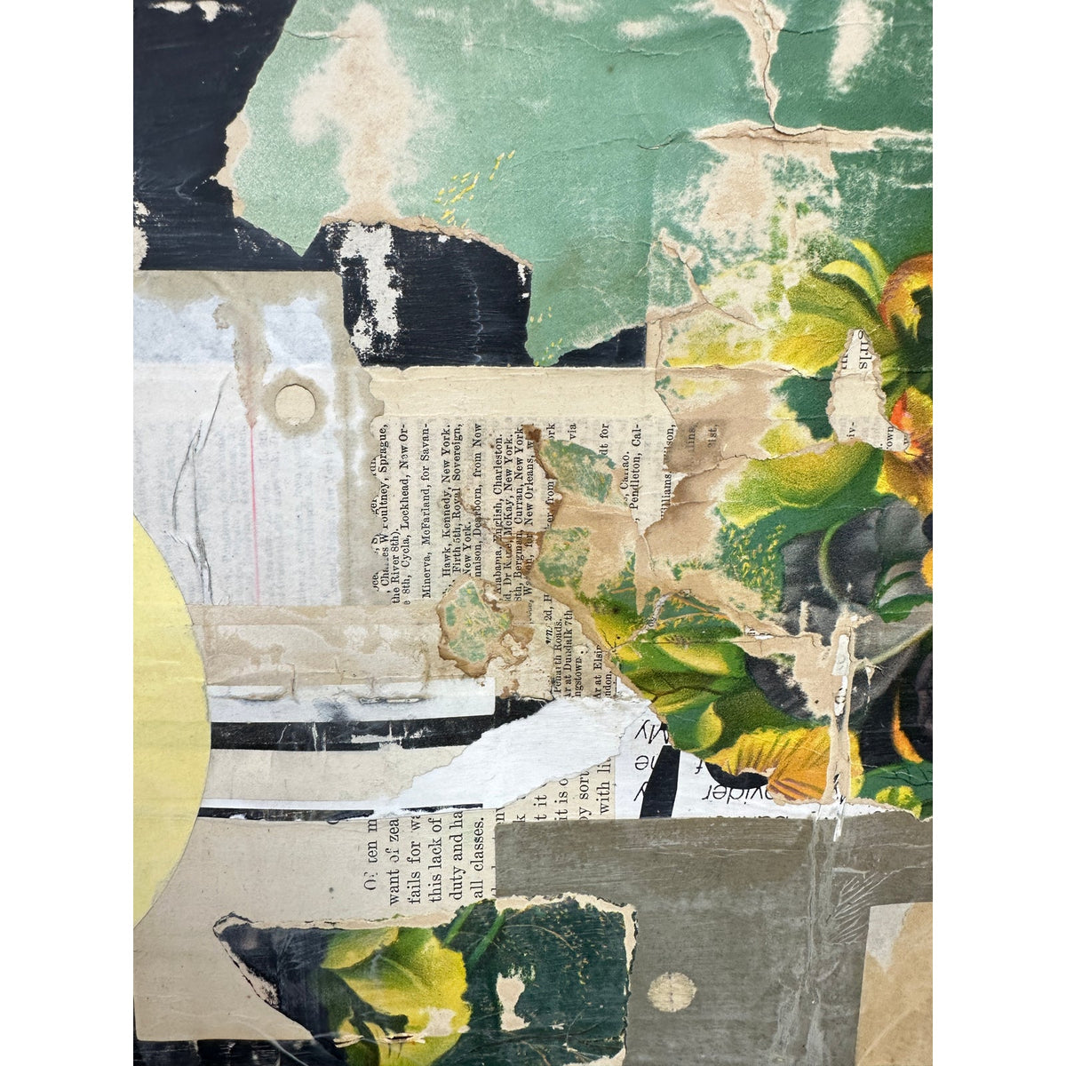 Original Mixed Media Modern Art Collage Painting 18x24 "Cimier" Signed