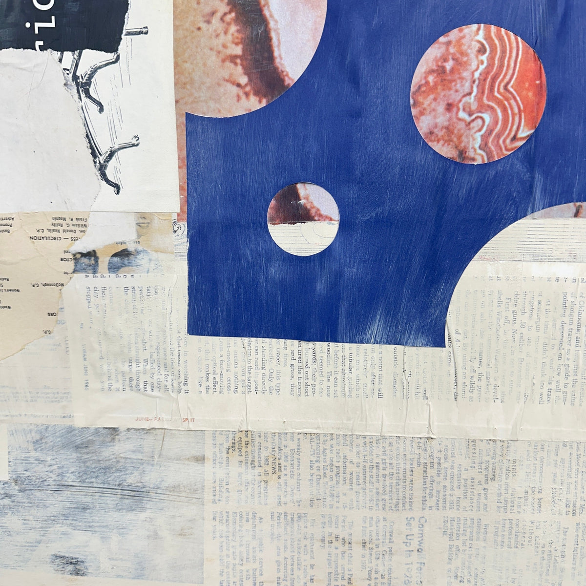 Original Mixed Media Modern Art Collage Painting 18x24 "Ecbatic" Signed