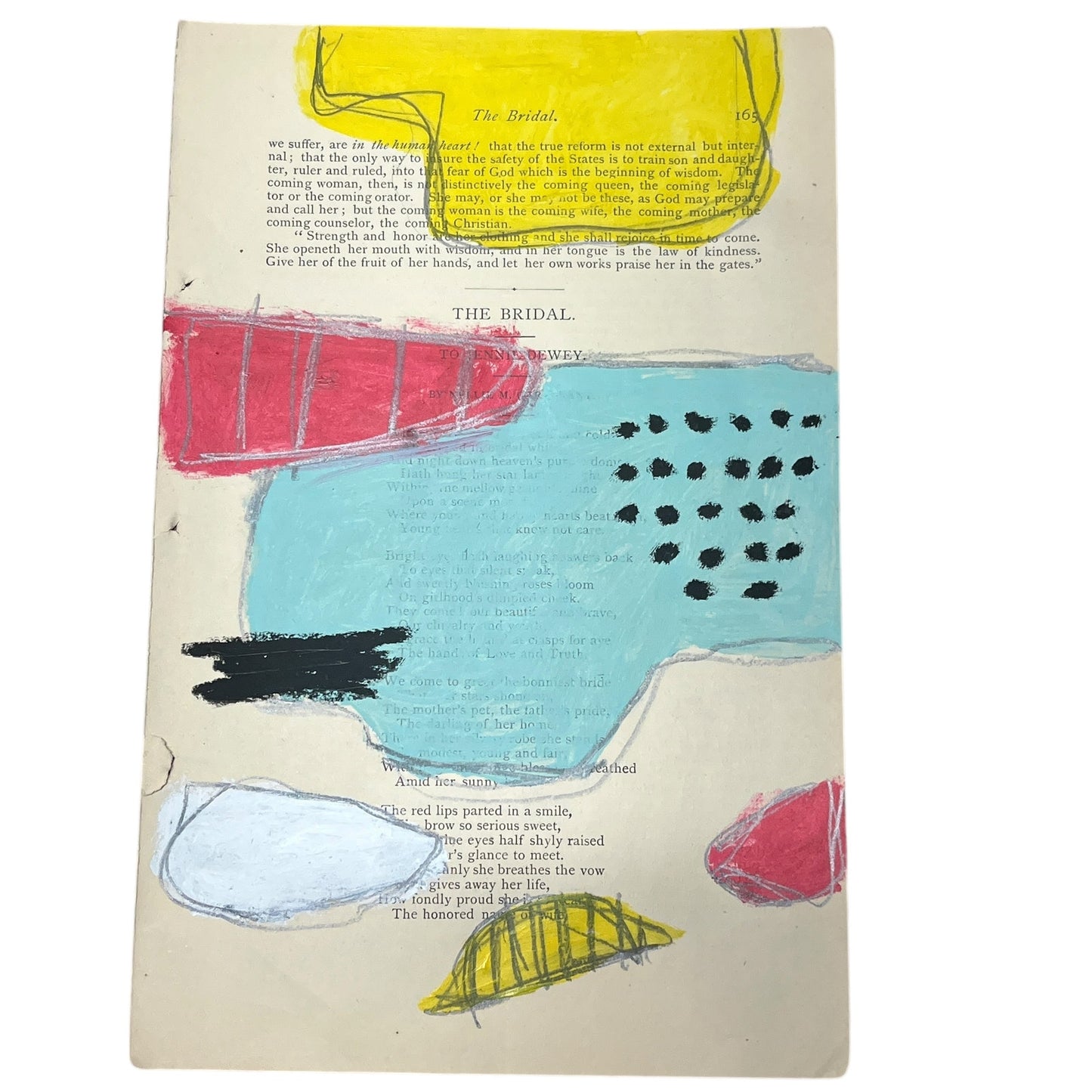 Original Abstract Modern Art Painting on Paper from 1875 Magazine #6 Signed