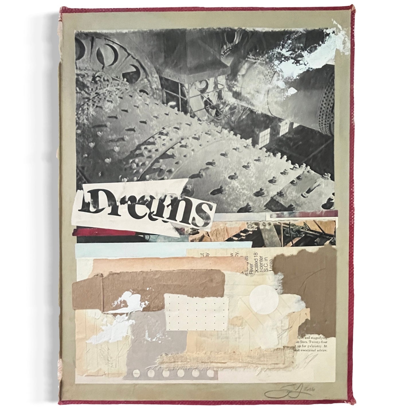 Original Mixed Media Modern Art Collage "Dreams" 10x13.5" Signed