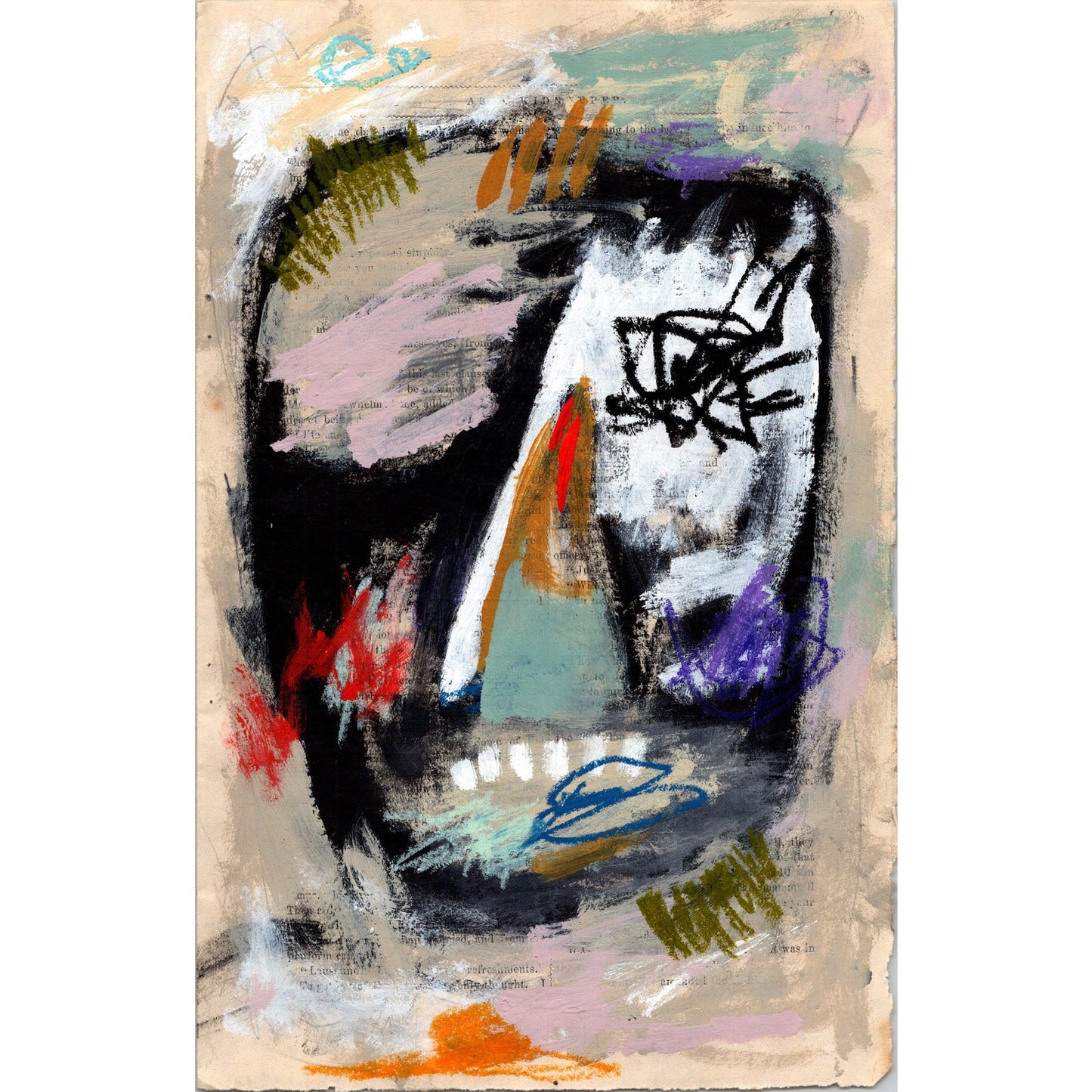 Original Abstract Modern Art Painting on Paper from 1878 Magazine #4 Signed