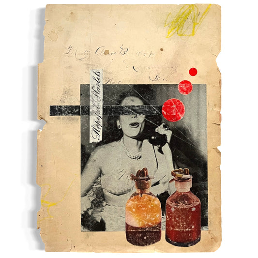 Original Mixed Media Modern Art Collage "Hopeful Starlets" 7.75x10.5" Signed