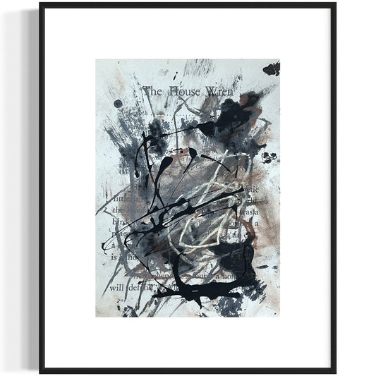 Original Abstract Modern Art Bird Painting "The House Wren" Signed