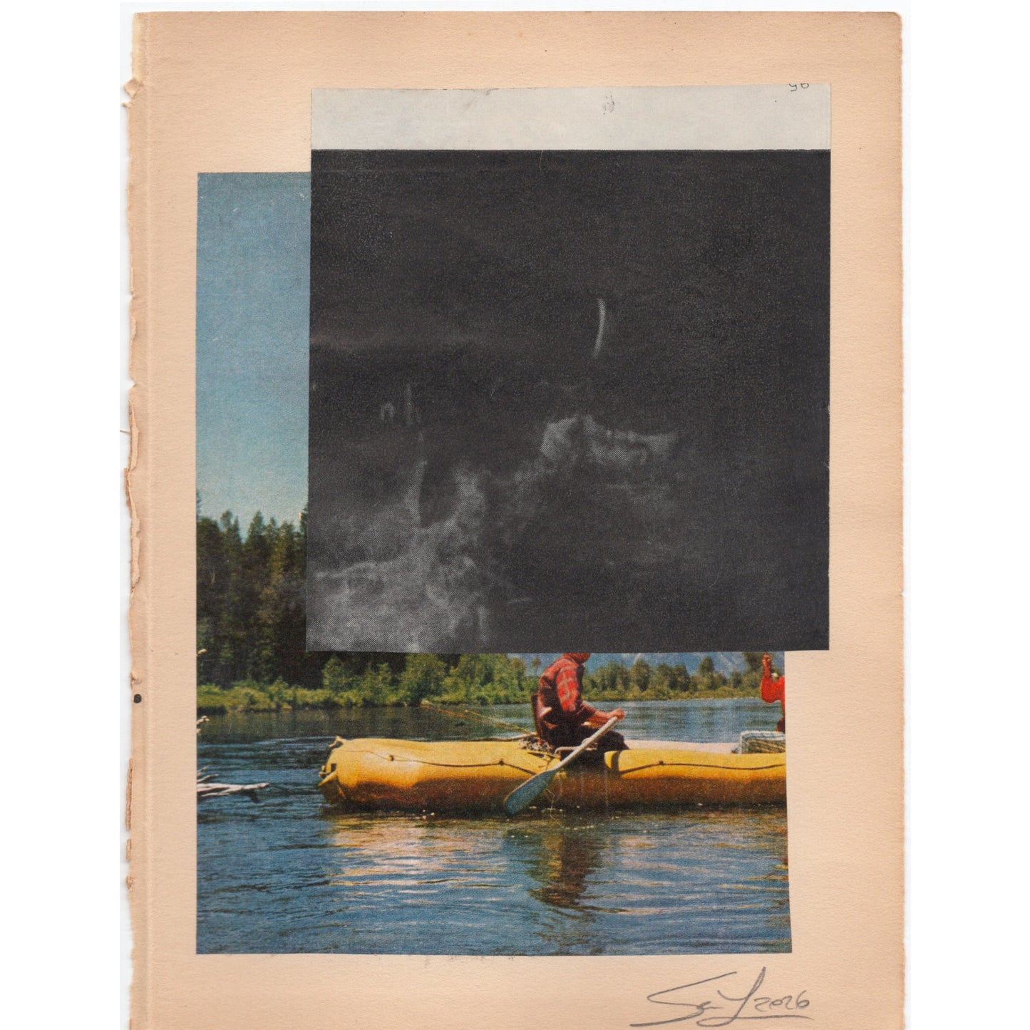 Original Mixed Media Modern Art Collage "Storiated" 5.75x7.5" Signed