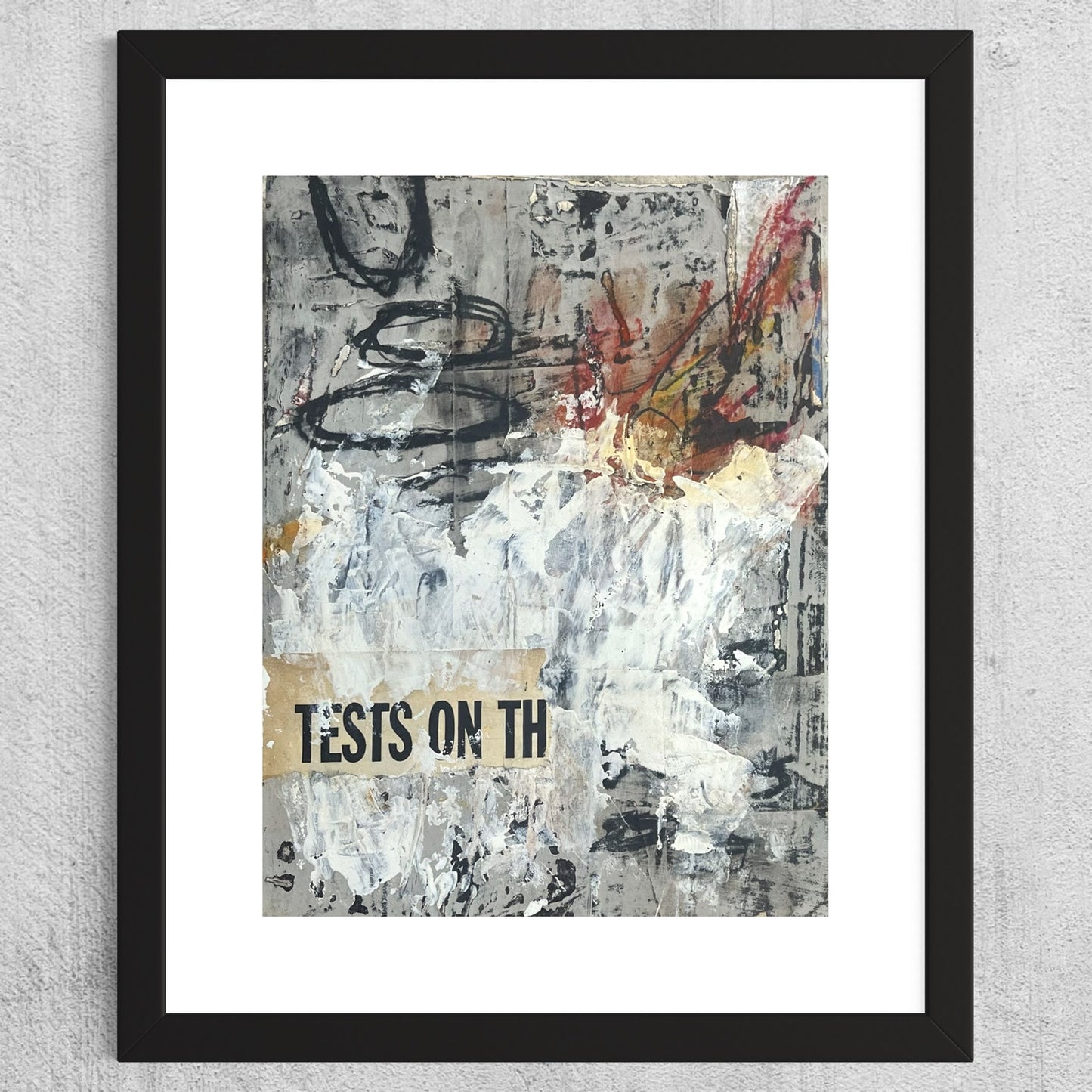 Original Grunge Minimalist Modern Art Collage Painting 8.5x11 "Eustacy" Signed