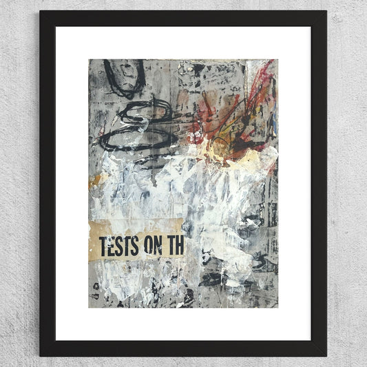 Original Grunge Minimalist Modern Art Collage Painting 8.5x11 "Eustacy" Signed
