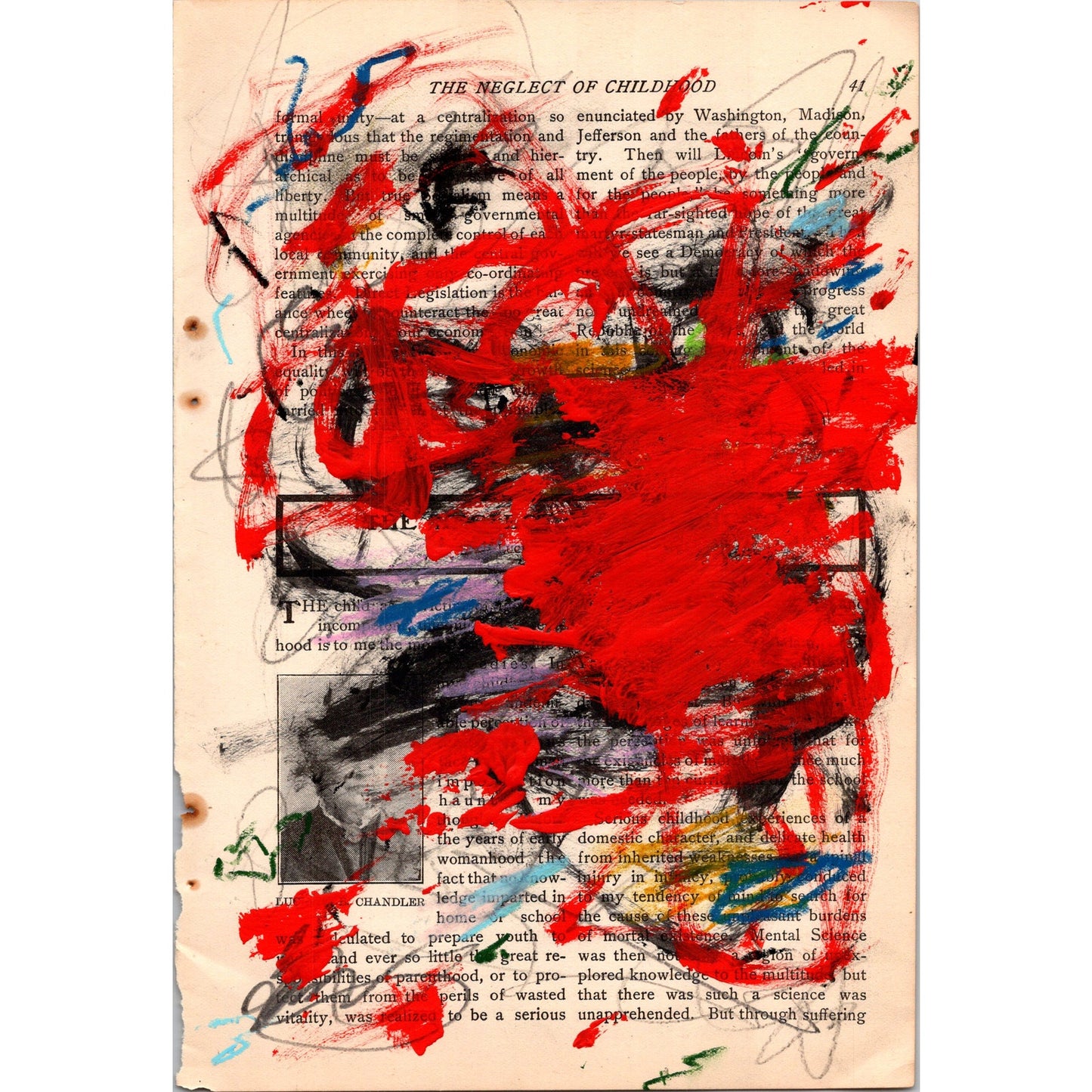 Original Abstract Modern Art Painting on Paper from 1902 Magazine #6 Signed