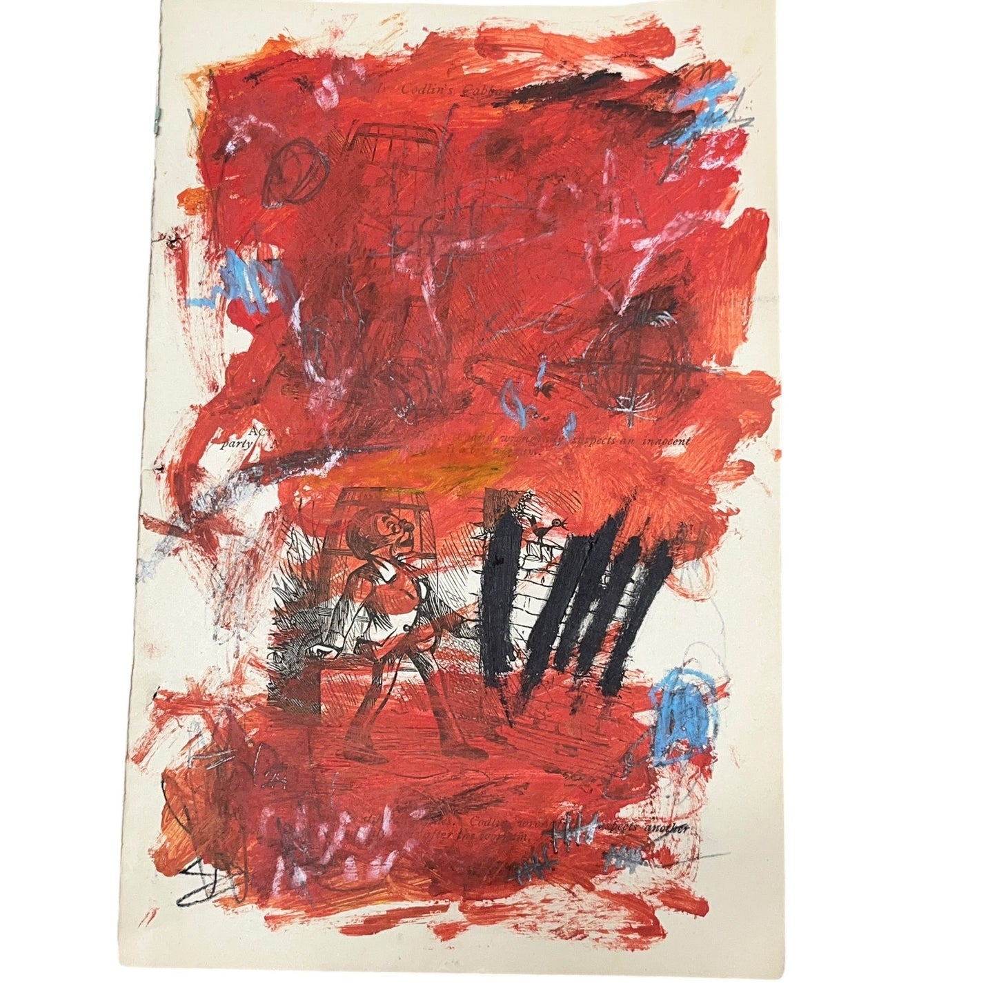 Original Abstract Modern Art Painting on Paper from 1875 Magazine #3 Signed
