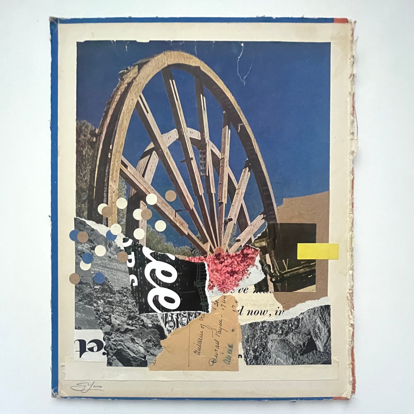 Original Mixed Media Modern Art Collage "Lucubration" 9.5x12" Signed
