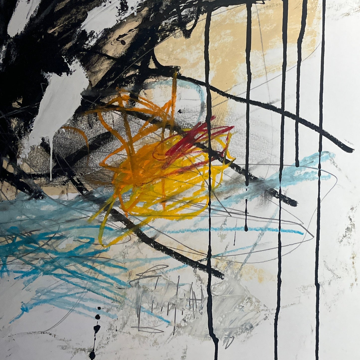 Original Mixed Media Abstract Modern Art Painting 18x24 "Affronté" Signed