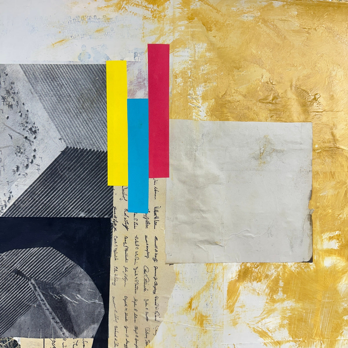 Original Mixed Media Modern Art Colllage Painting 18x24 "Rand" Signed