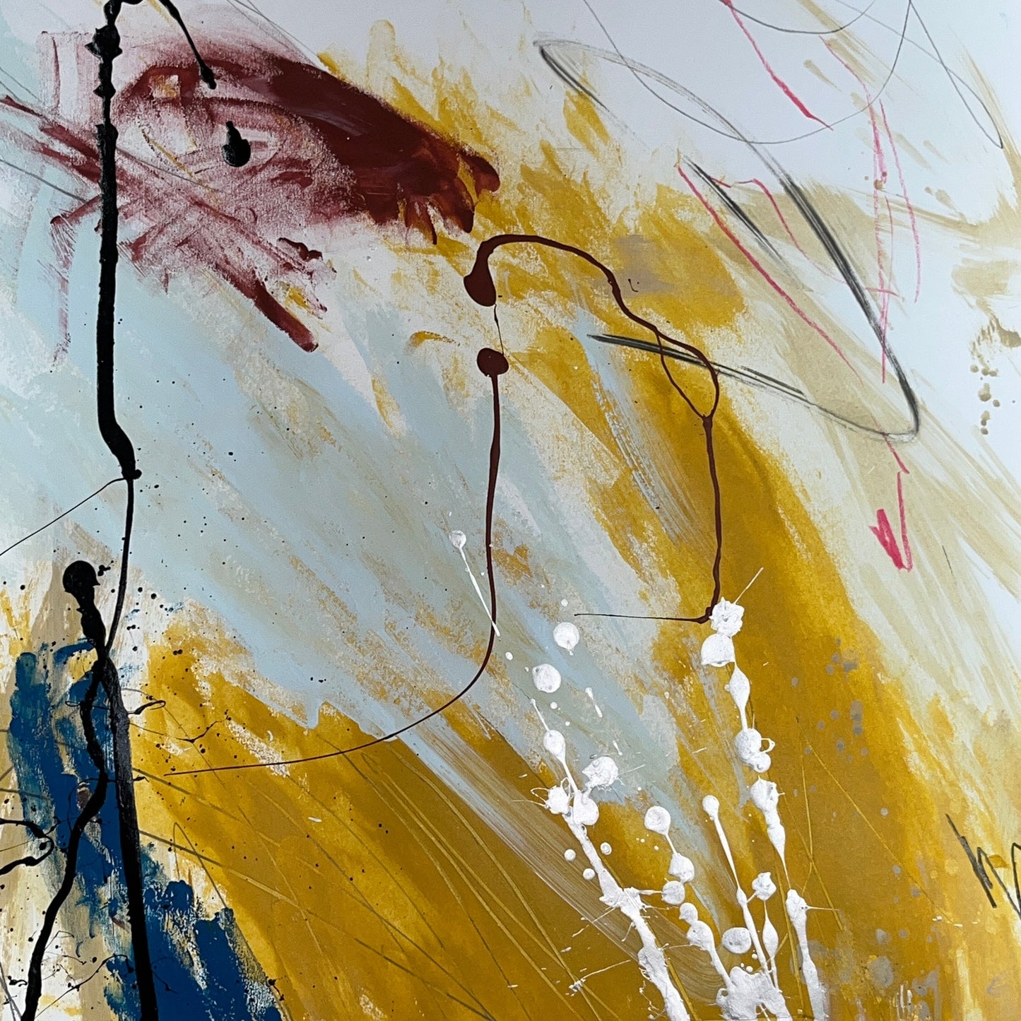 Original Mixed Media Abstract Modern Art Painting 18x24 "Ninon" Signed