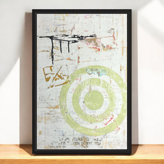 Original Framed Mixed Media Modern Art Collage Painting 12x18 "Sapsago"