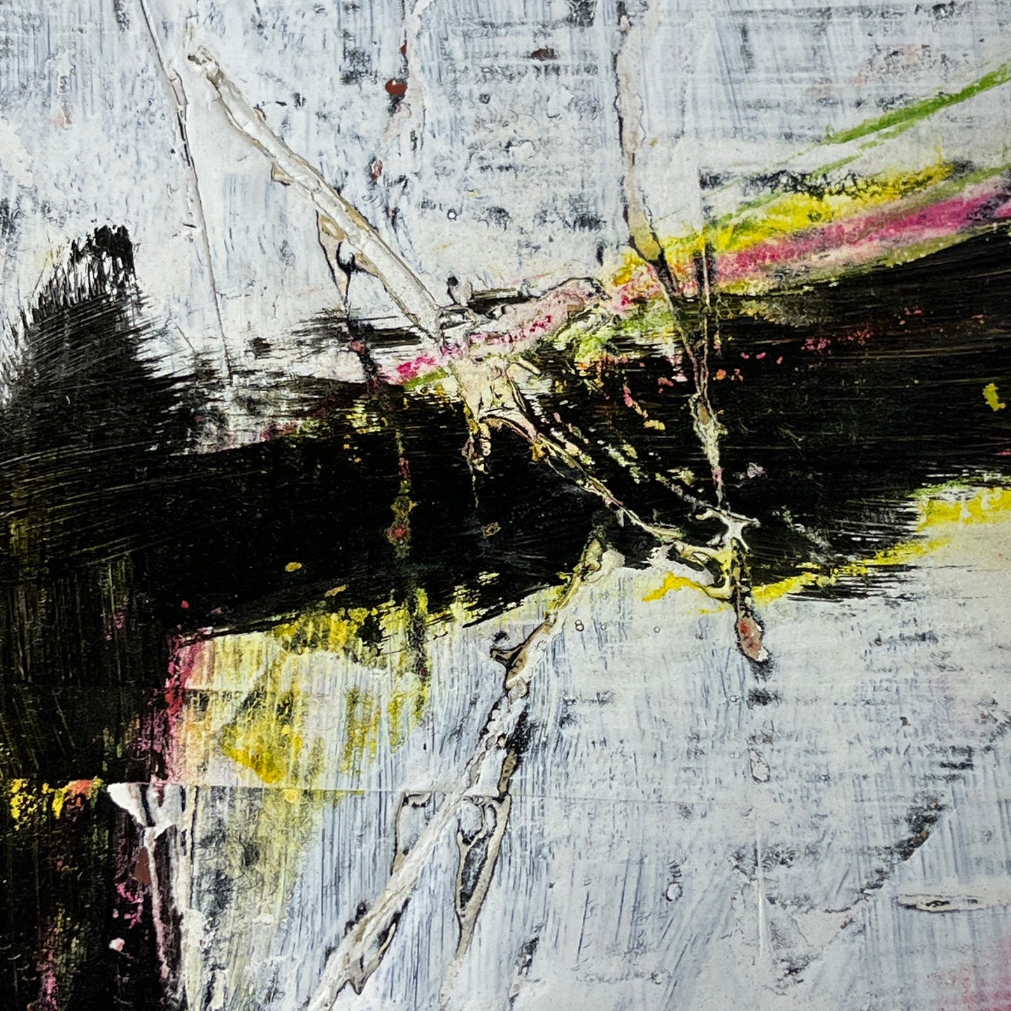 Original Minimalist Modern Art Collage Painting 8.5x11 "Guttiferous" Signed