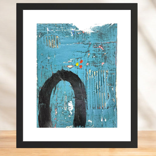 Original Grunge Minimalist Modern Art Collage Painting 8.5x11 "Mabsoot" Signed