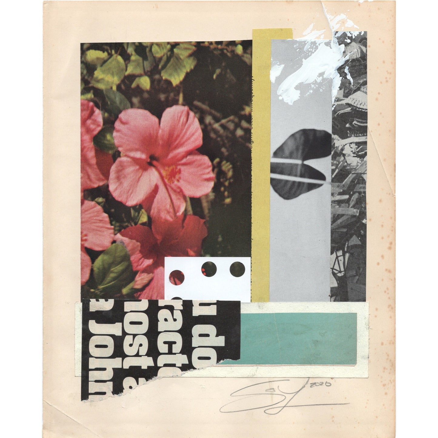 Original Mixed Media Modern Art Collage "Uvelloid" 8x10" Signed
