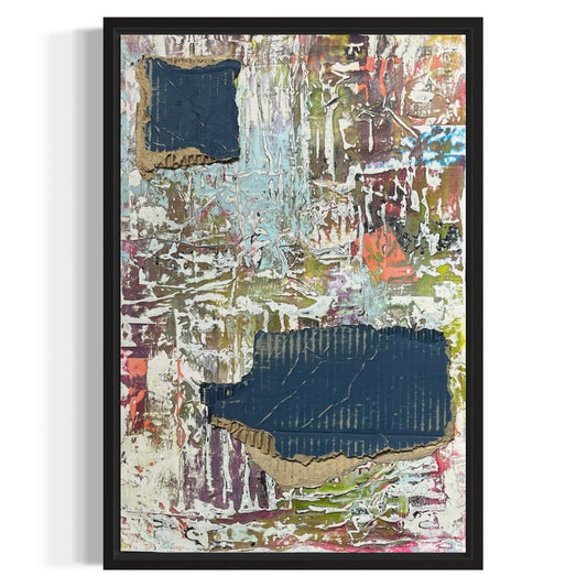Original Framed Mixed Media Modern Art Collage Painting 12x18 "Threshold"