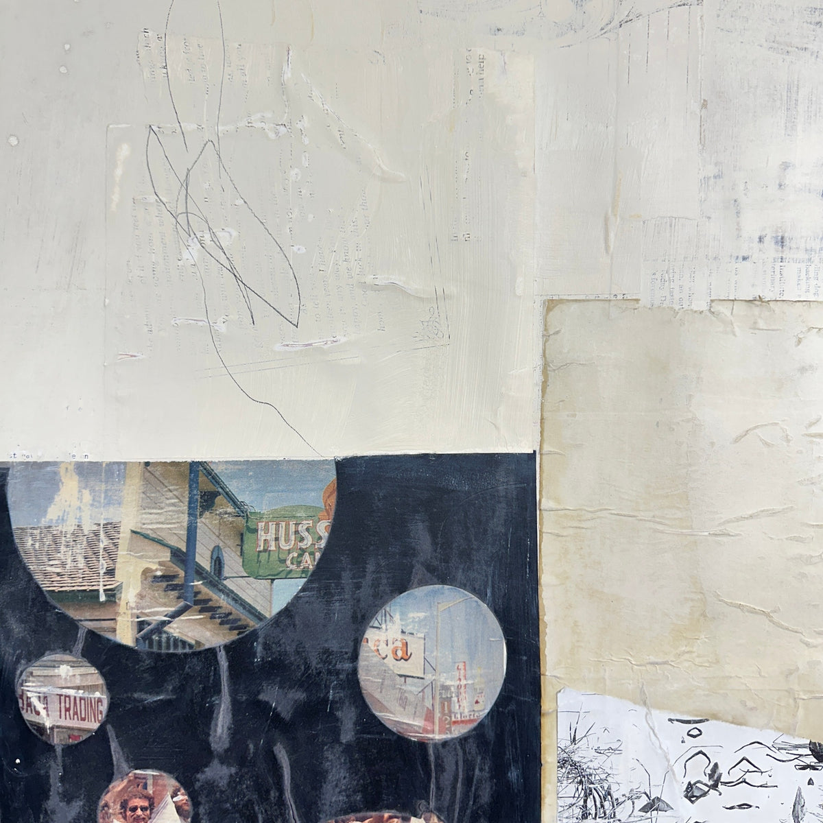Original Mixed Media Modern Art Colllage Painting 18x24 "Anabasis" Signed