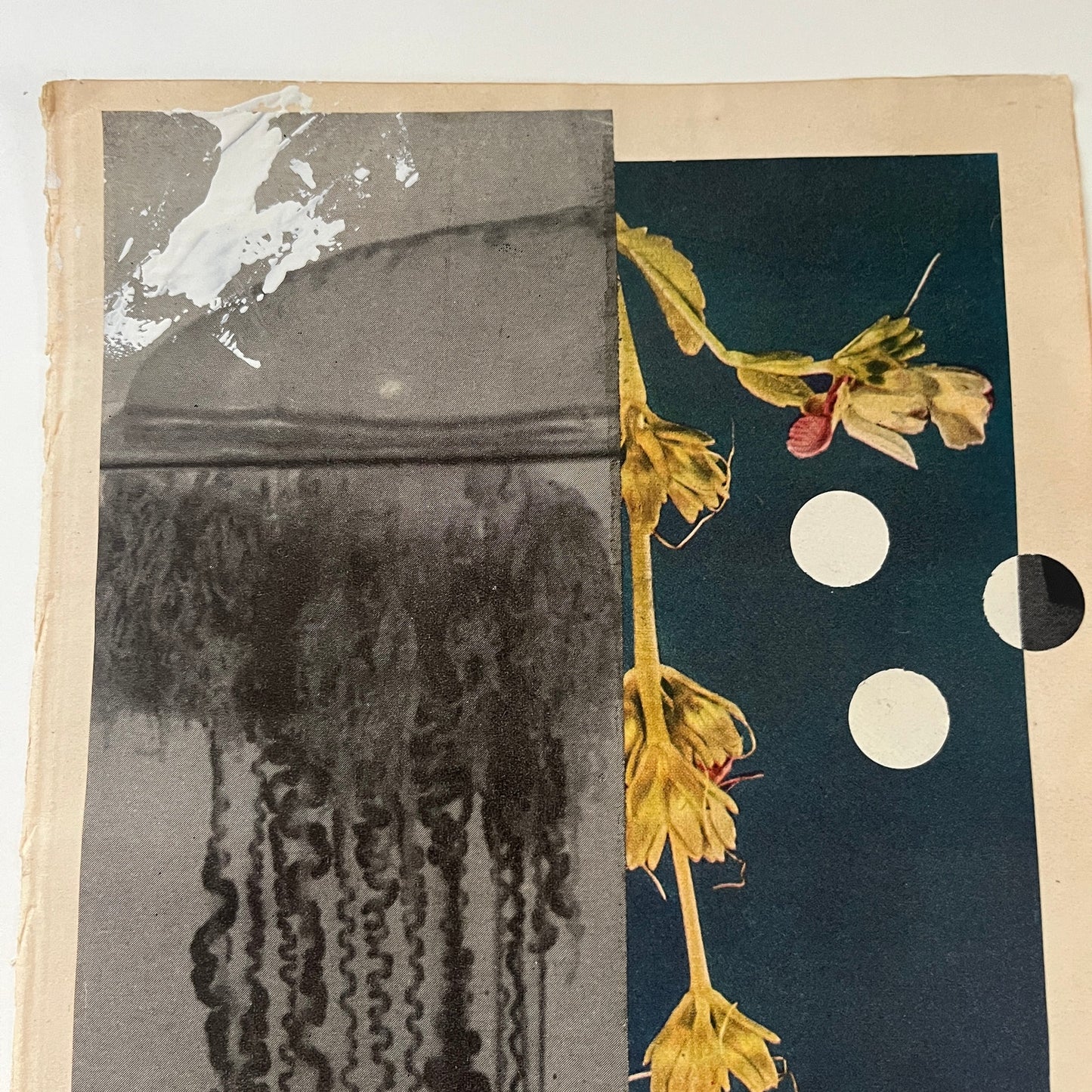 Original Mixed Media Modern Art Collage "Jelly" 7x10.25" Signed