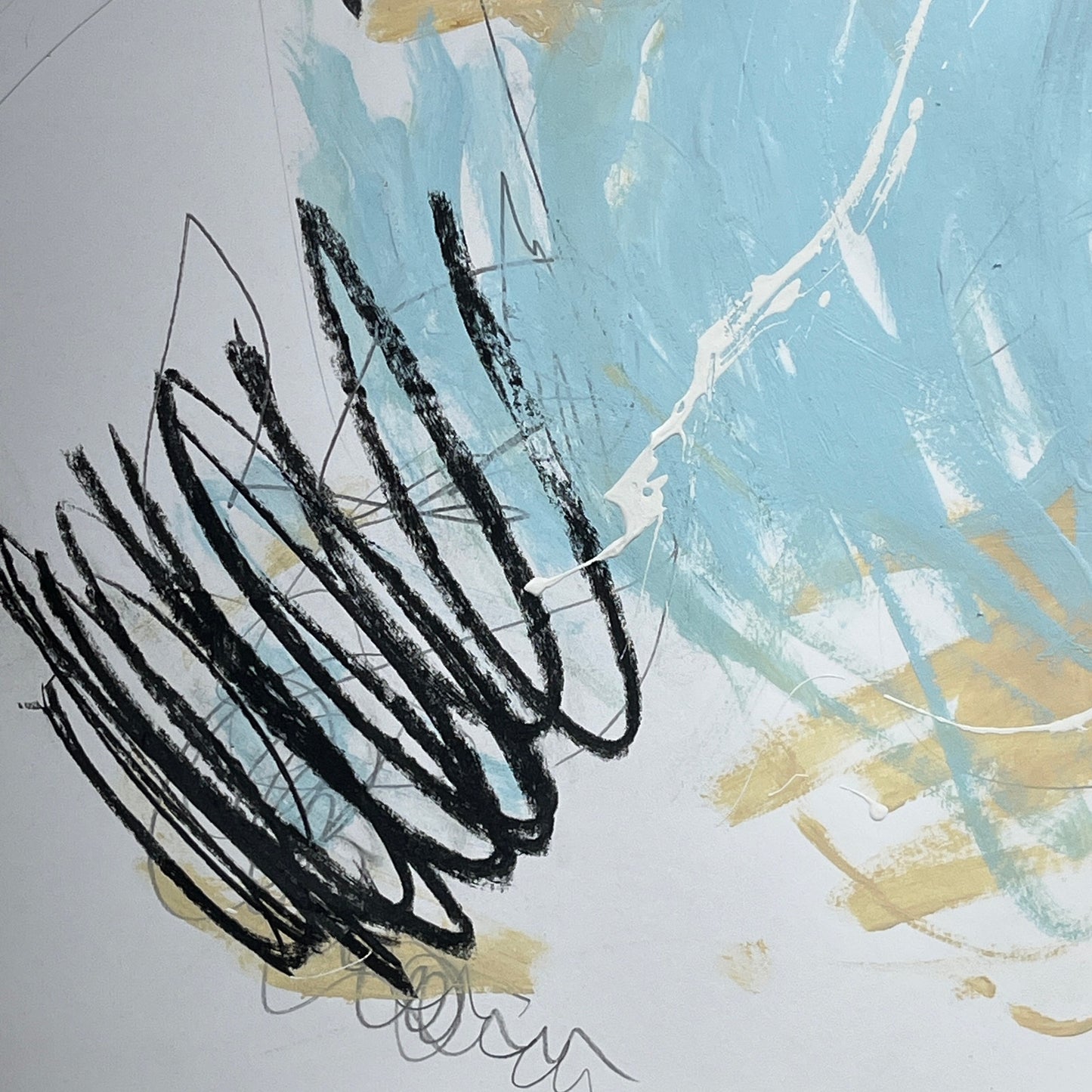 Original Mixed Media Abstract Modern Art Painting 18x24 "Miss Goodwin" Signed