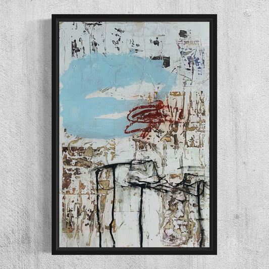 Original Framed Mixed Media Modern Art Collage Painting 12x18 "Peel"