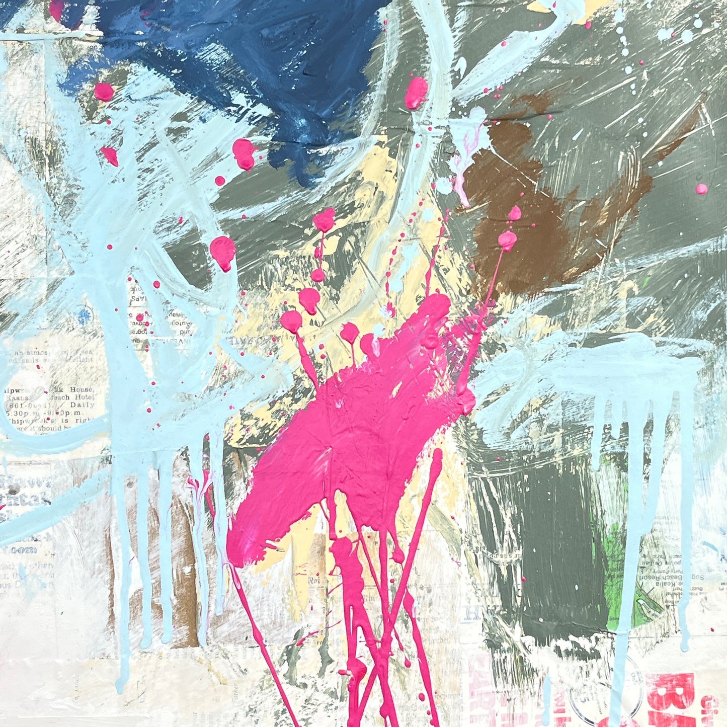 Original Mixed Media Abstract Modern Art Painting 18x24 "Ukeke" Signed