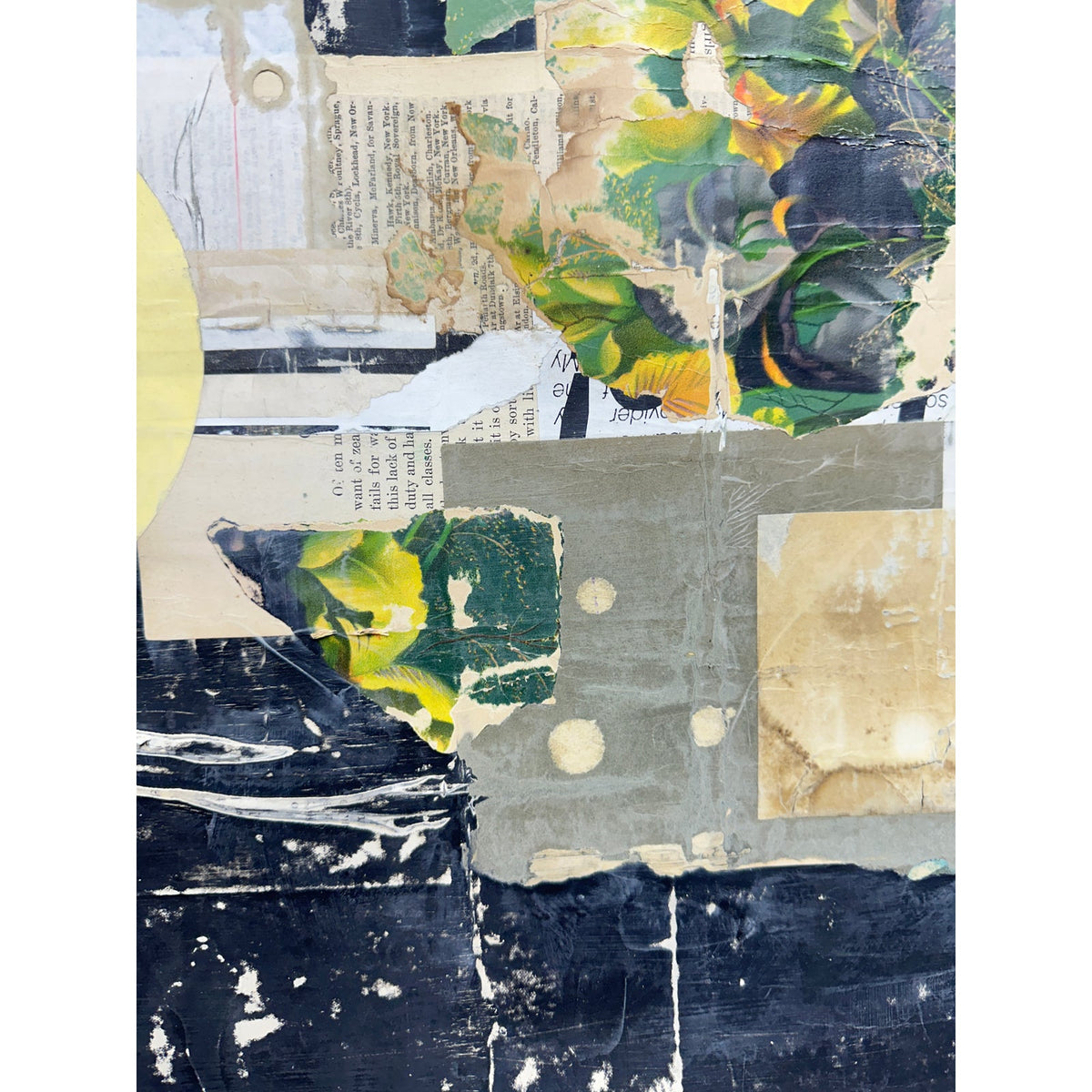 Original Mixed Media Modern Art Collage Painting 18x24 "Cimier" Signed