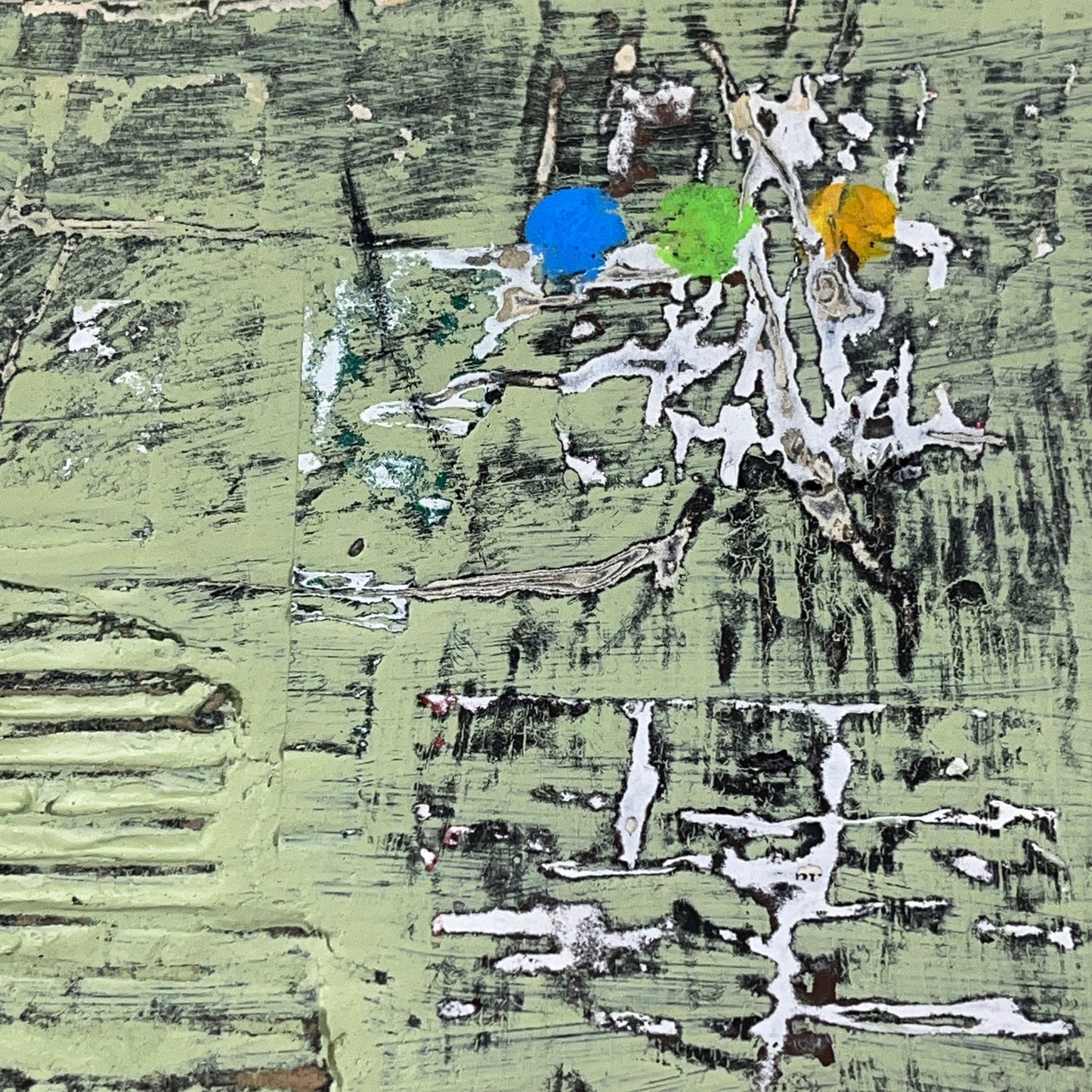 Original Grunge Minimalist Modern Art Collage Painting 8.5x11 "Propitiate" Signed