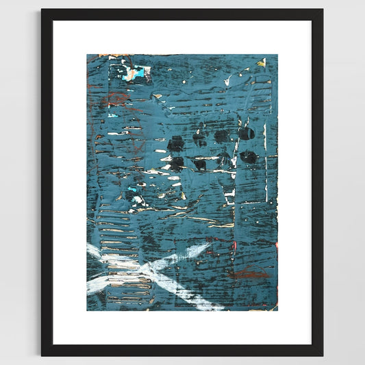 Original Grunge Minimalist Modern Art Collage Painting 8.5x11 "Blepharal" Signed