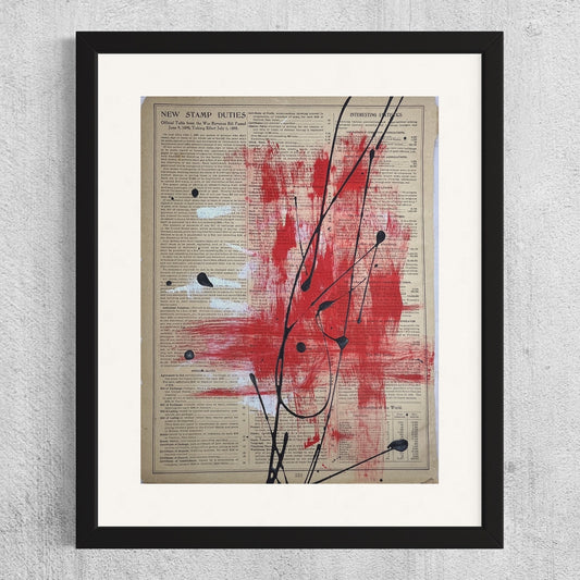 Original Mixed Media Abstract Art Painting "Hypothesize" On 1800s Atlas Page