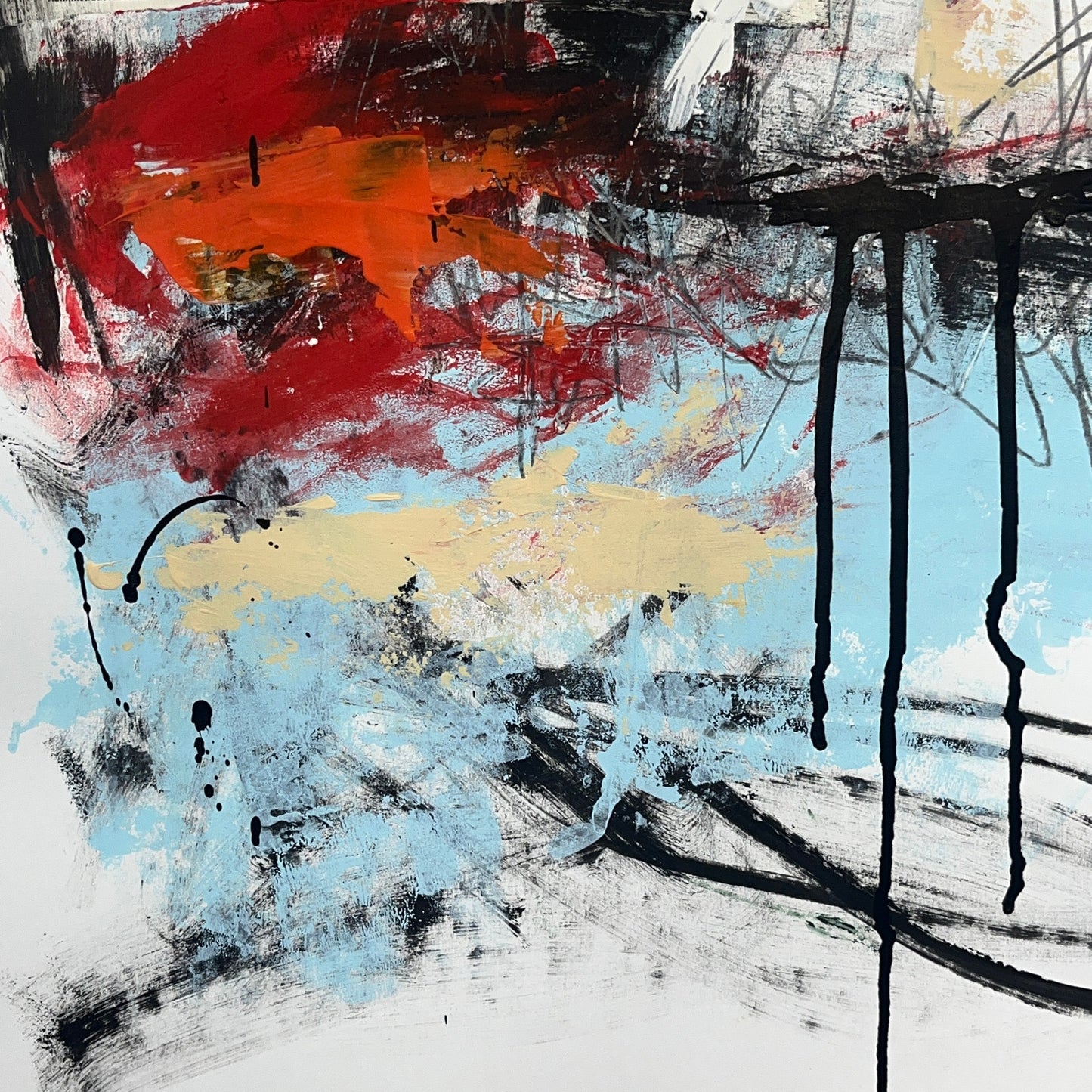 Original Mixed Media Abstract Modern Art Painting 18x24 "Winze" Signed