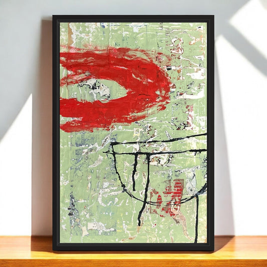Original Framed Mixed Media Modern Art Collage Painting 12x18 "Teratism"
