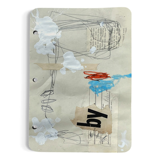 Original Mixed Media Abstract Art Collage 6x8 "Half an Hour"