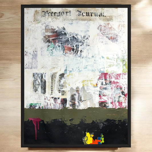 Original Mixed Media Abstract Modern Art Painting 18x24 "Freeport Journal"