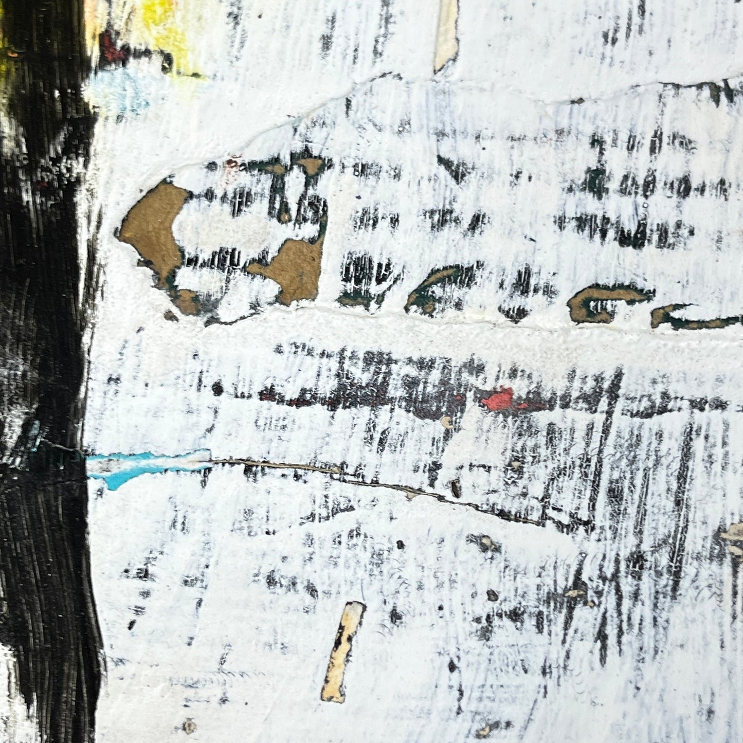 Original Minimalist Modern Art Collage Painting 8.5x11 "Quadripole" Signed
