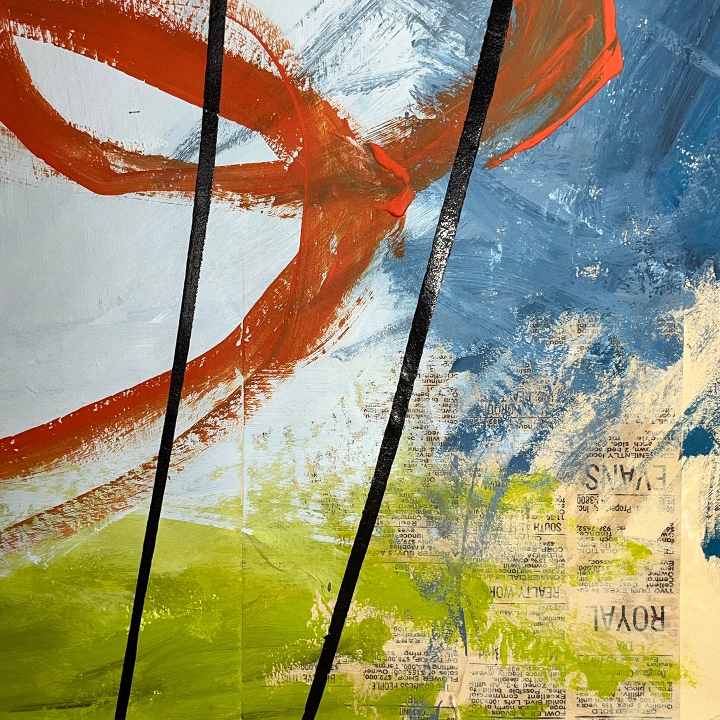 Original Mixed Media Abstract Modern Art Painting 18x24 "Borato" Signed