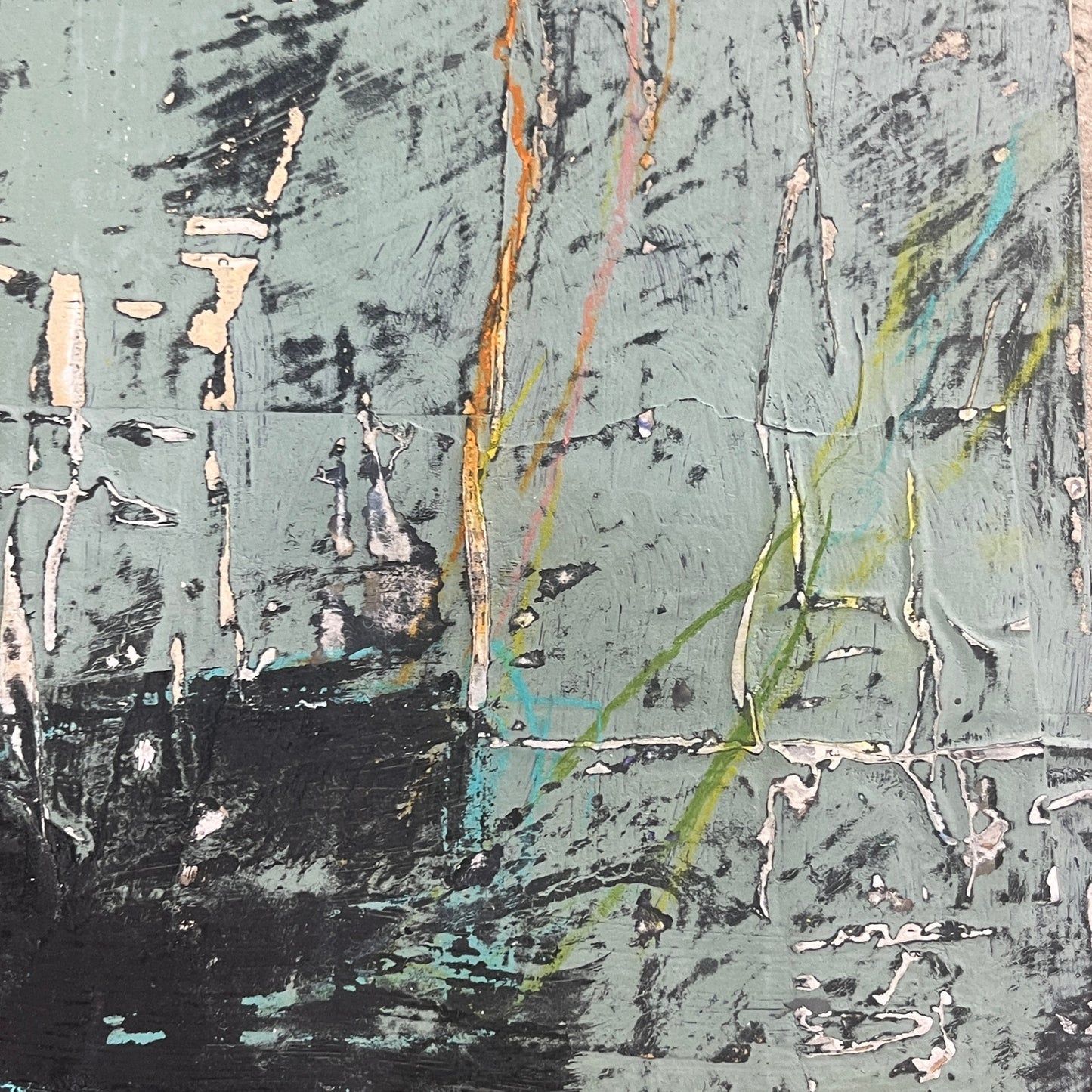 Original Grunge Minimalist Modern Art Collage Painting 8.5x11 "Procursive"