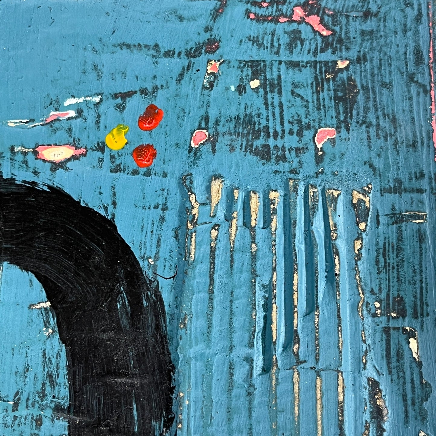 Original Grunge Minimalist Modern Art Collage Painting 8.5x11 "Mabsoot" Signed