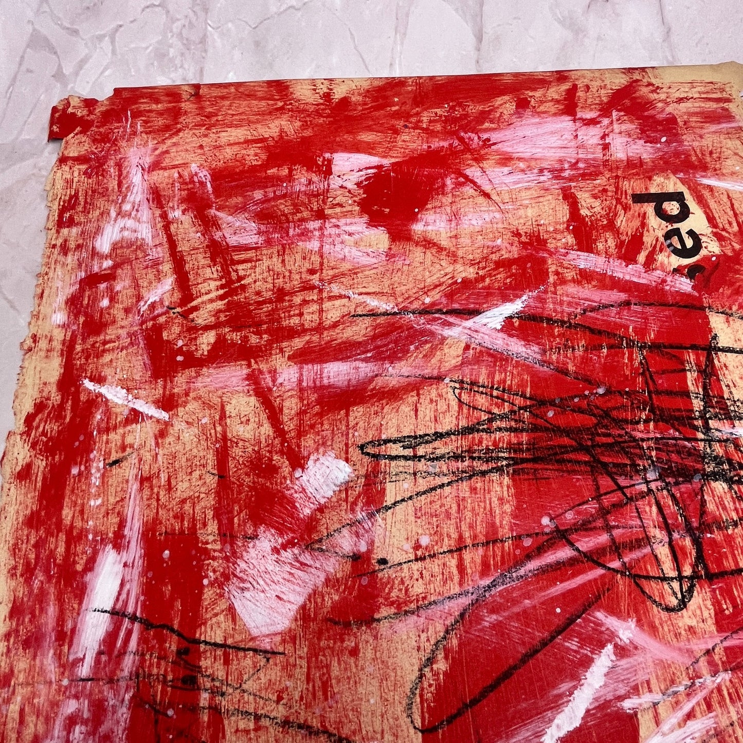 Original Mixed Media Abstract Art Painting "Inhibition" On 1800s Atlas Page