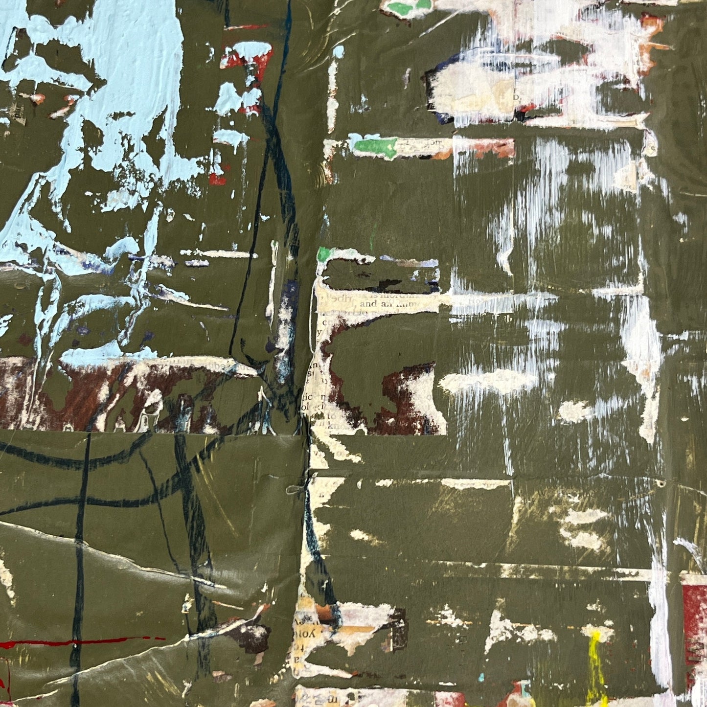 Original Framed Mixed Media Modern Art Collage Painting 12x18 "Burlap"