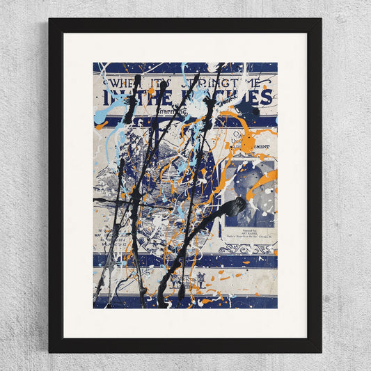 Original Abstract Art Painting Springtime in the Rockies on Antique Sheet Music