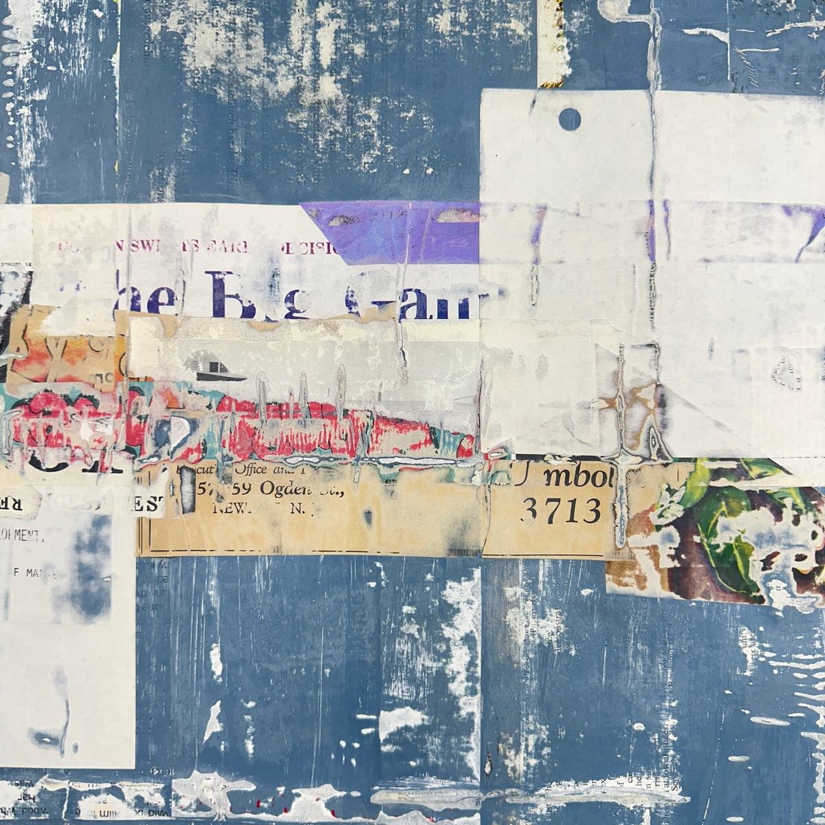 Original Mixed Media Modern Art Collage Painting 18x24 "Leonine" Signed