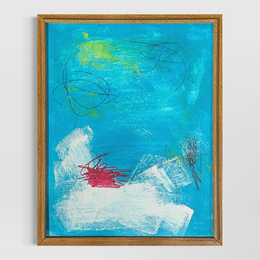 Original Framed Mixed Media Abstract Art Painting "Temperature" 12x15