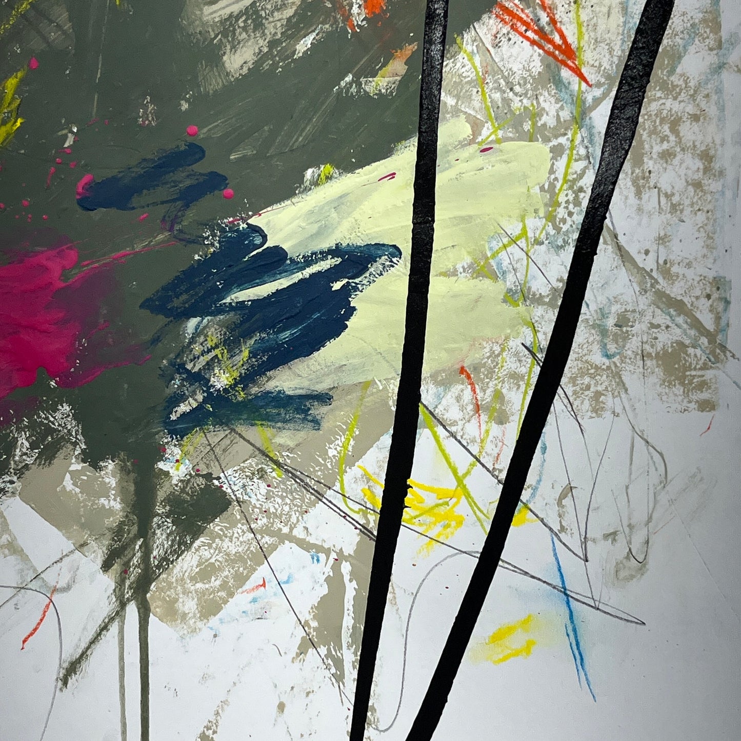 Original Mixed Media Abstract Modern Art Painting 18x24 "Drysalter" Signed