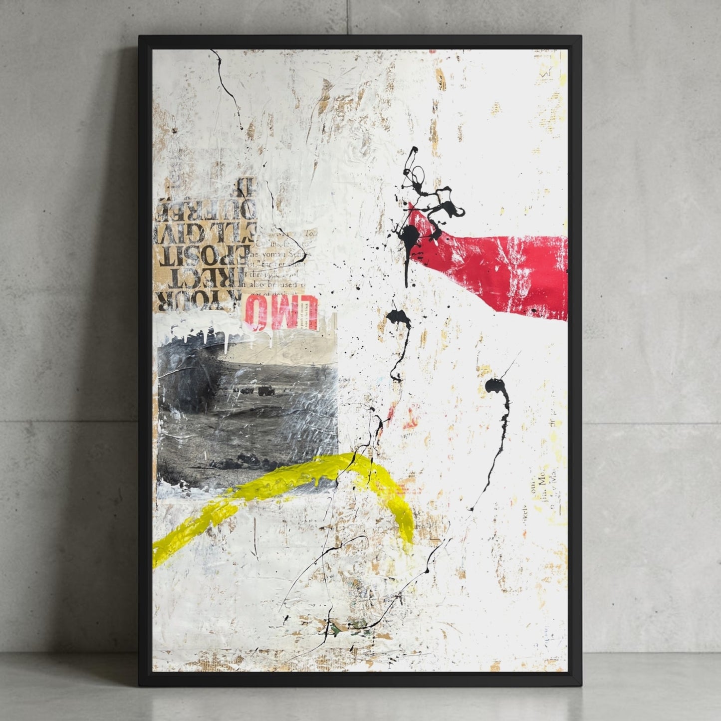Original Mixed Media Abstract Modern Art Painting 24x36 "Habromania" Signed