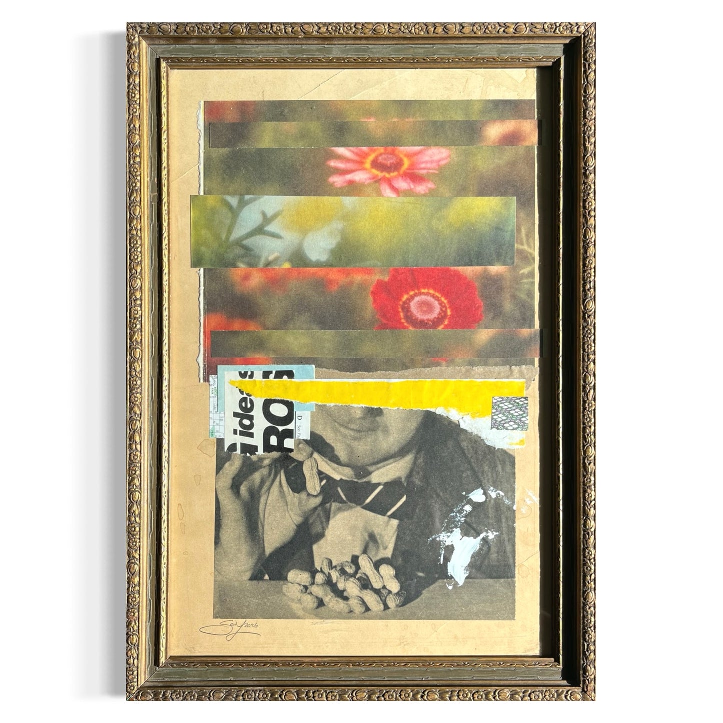 Original Mixed Media Modern Art Collage "Genesic" 11.5x16.5" Signed